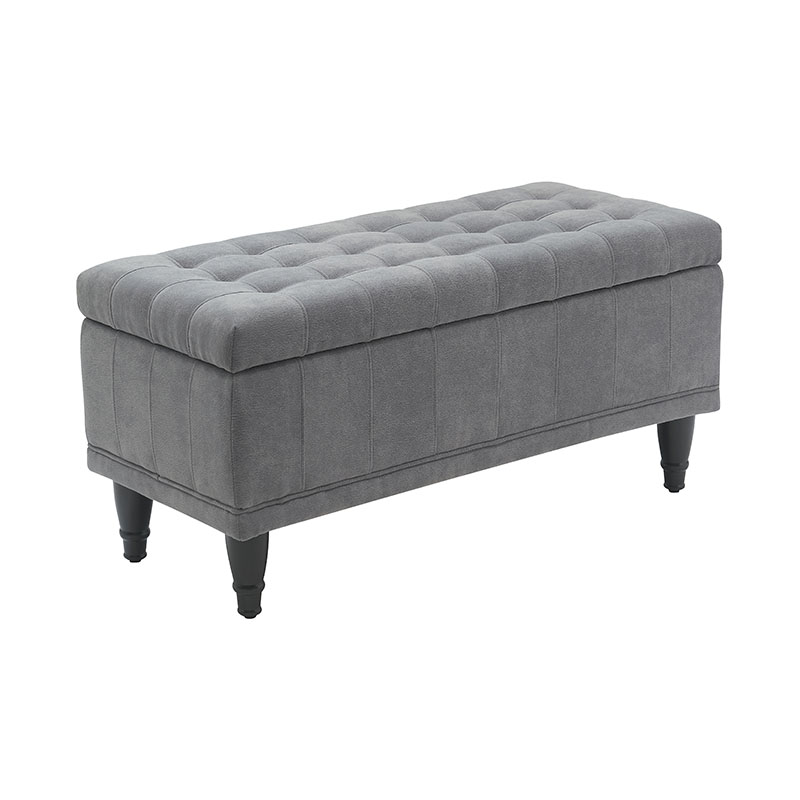 Simple Light Grey Bed End Fabric Storage Bench