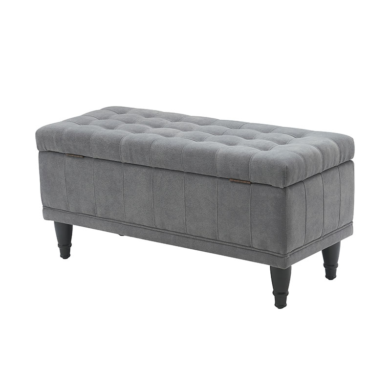 Simple Light Grey Bed End Fabric Storage Bench