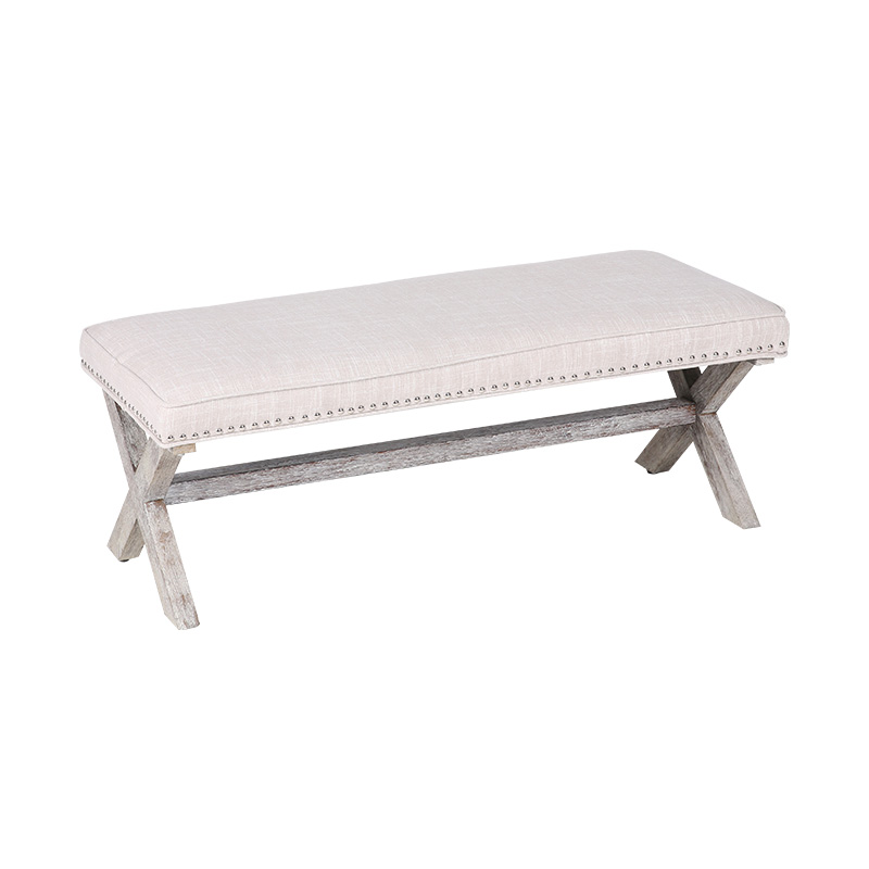 Forest Color Cross Leg Leather Bench