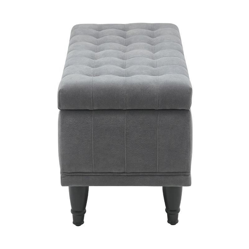 Simple Light Grey Bed End Fabric Storage Bench