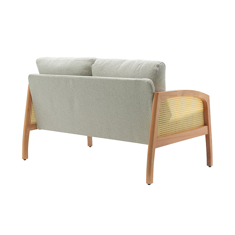 Rattan Armrest Linen Sofa