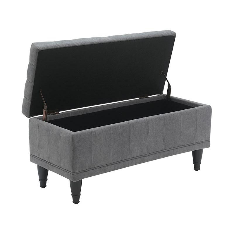 Simple Light Grey Bed End Fabric Storage Bench