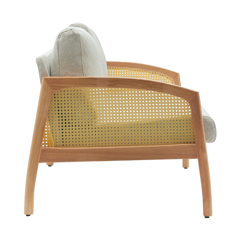 Rattan Armrest Linen Sofa