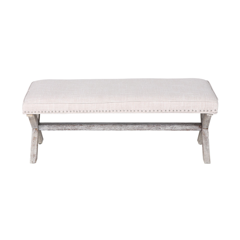 Forest Color Cross Leg Leather Bench