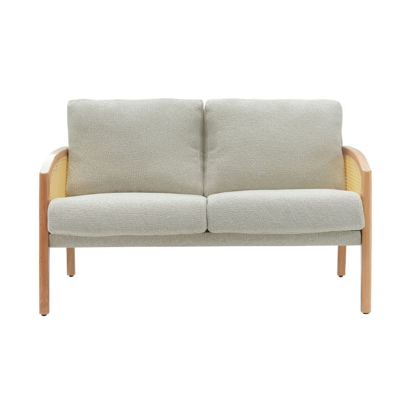 Rattan Armrest Linen Sofa