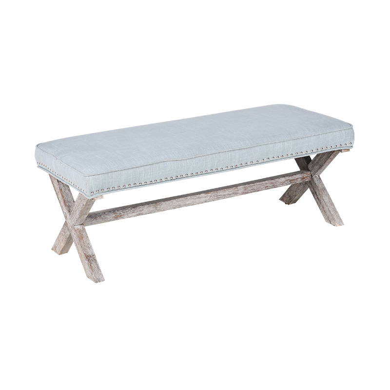 Forest Color Cross Leg Leather Bench