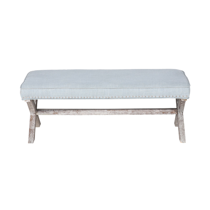 Forest Color Cross Leg Leather Bench