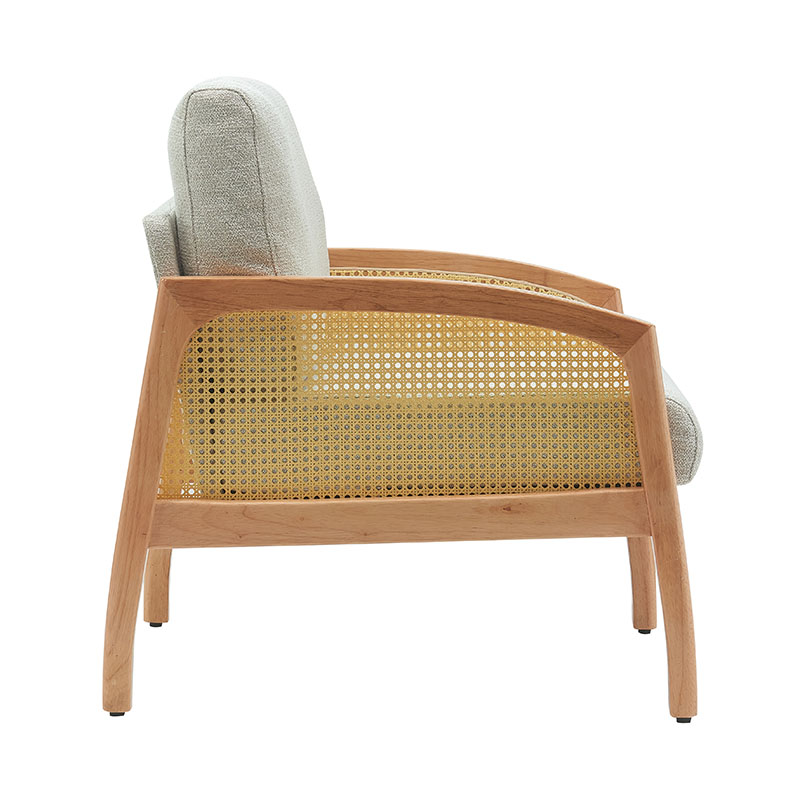 Rattan Armrest Linen Sofa