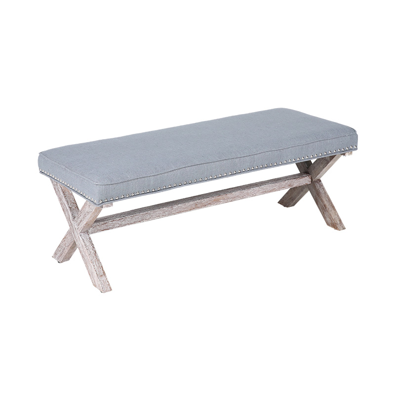 Forest Color Cross Leg Leather Bench