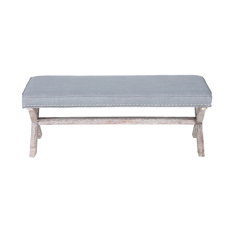 Forest Color Cross Leg Leather Bench