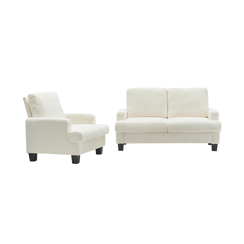 Modern Teddy Velvet White Fabric Sofa